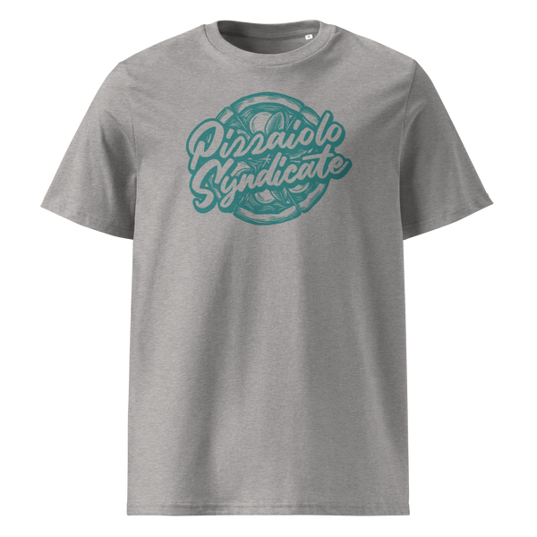 Heather Gray unisex T-shirt with "Crust Siblinghood" graphic – a tribute to the pizza-loving community bound by cheese, crust, and camaraderie.