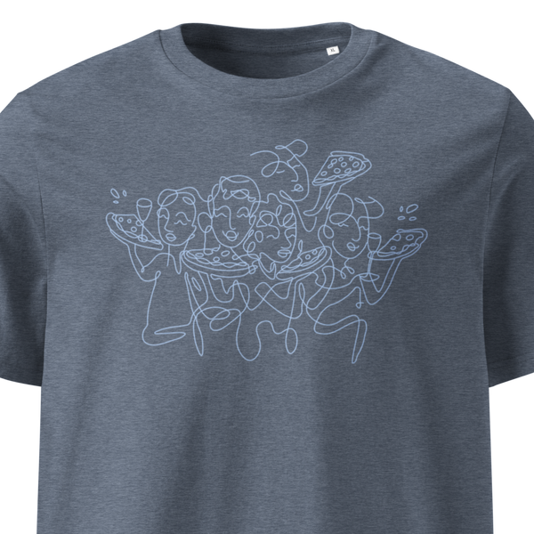 Pizza with Friends T-Shirt | Dark Heather Blue