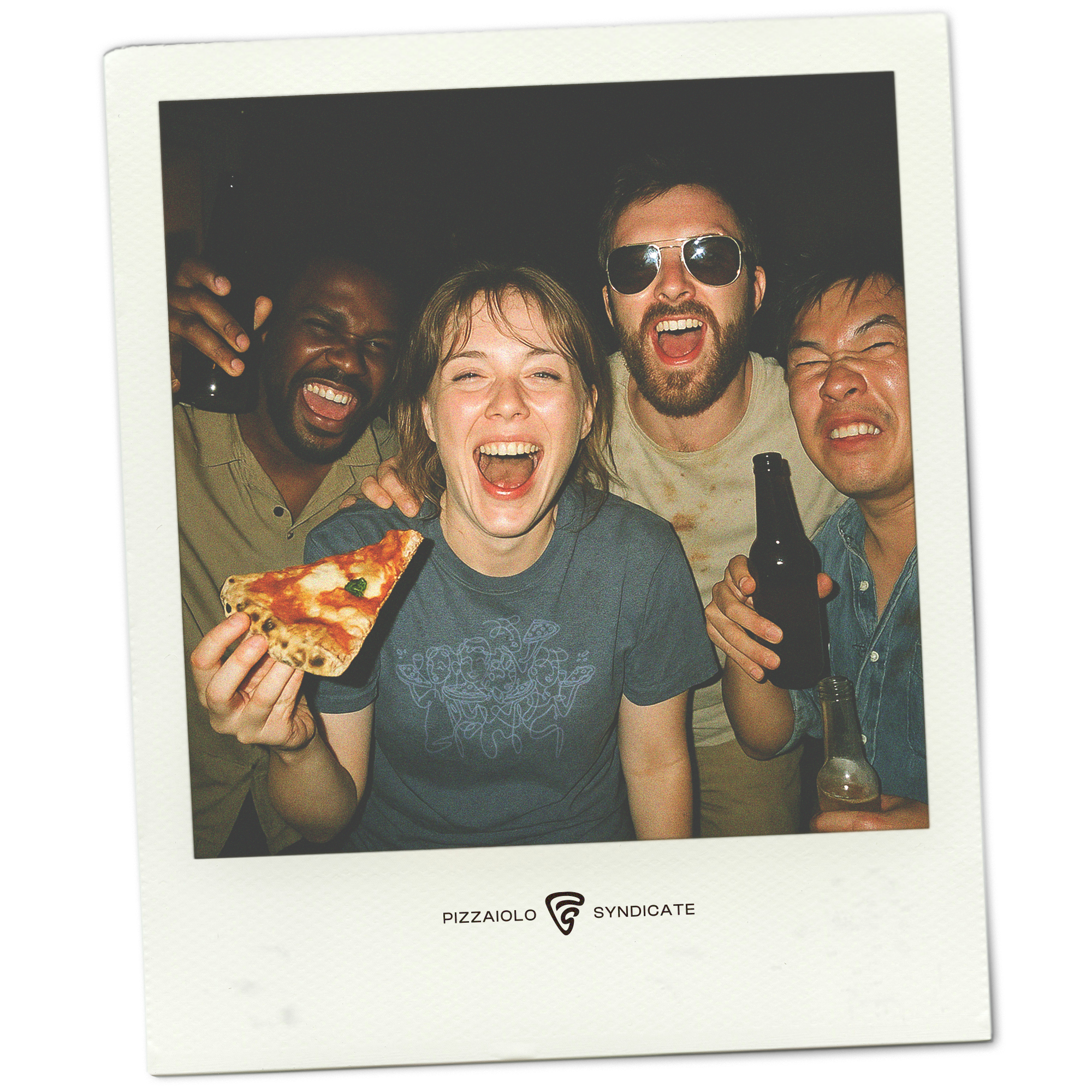 Pizza with Friends T-Shirt | Dark Heather Blue