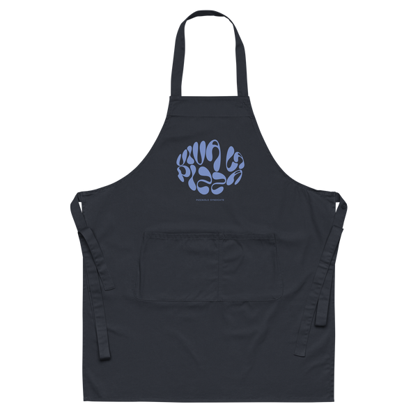 Navy apron with "Viva La Pizza" print – pizza-themed kitchen essential for passionate pizzaiolos and flour-dusted revolutionaries.